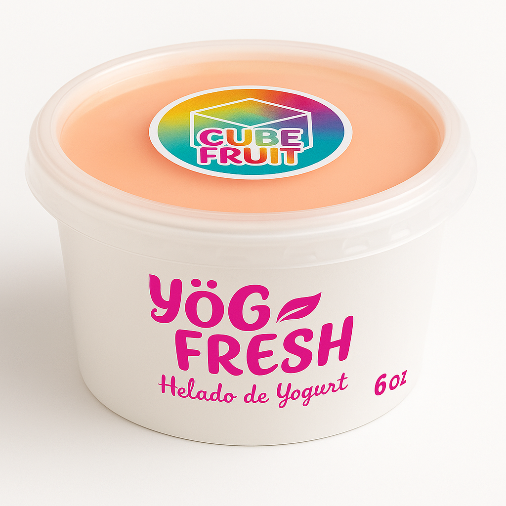 Vaso de helado de yogurt Yög Fresh con tapa Cube Fruit